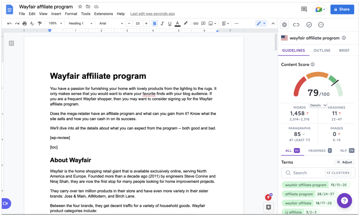 Surfer SEO Google Docs-Integration
